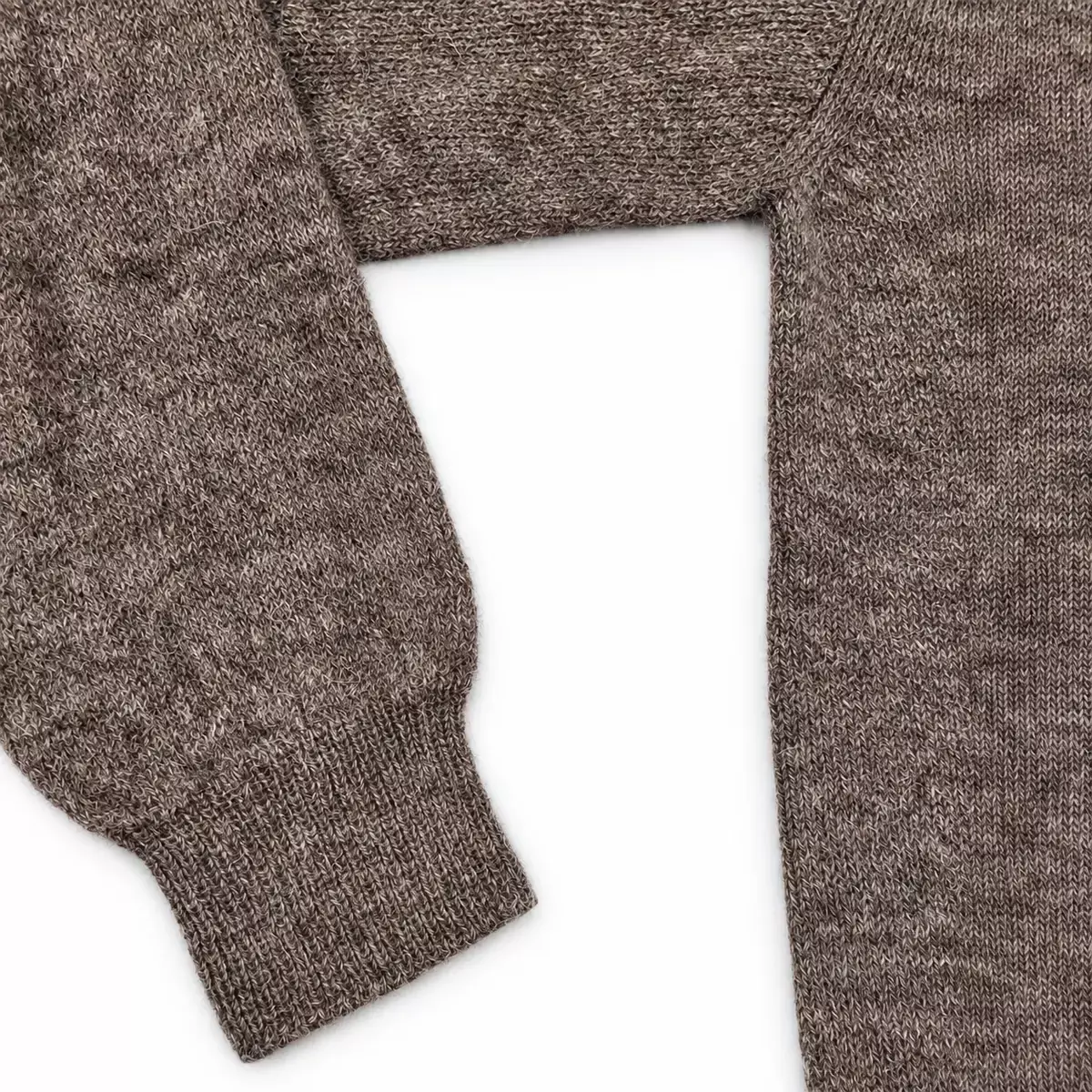 Harley of Scotland Shetland-Pullover Herren Hellbraun meliert – Detail an Ärmel und Bündchen